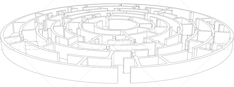 Round tangled maze. Vector Stock photo © cherezoff
