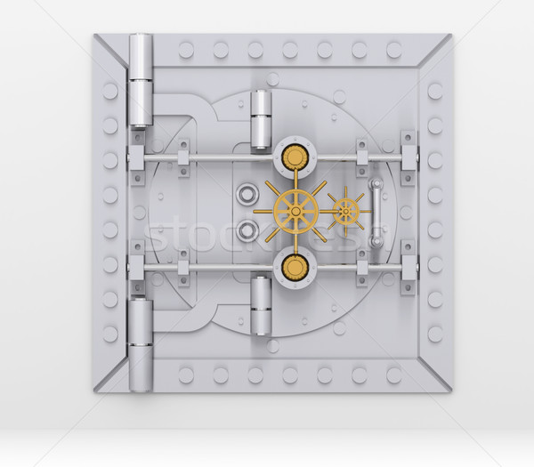 Bank Gewölbe Tür grau Wand 3d render Stock foto © cherezoff