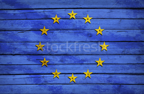 EU flag painted on wooden boards Stock photo © cherezoff