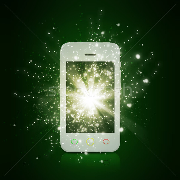 Smart phone with magic light and falling stars Stock photo © cherezoff