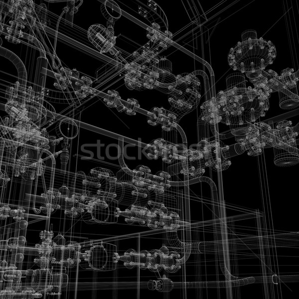 Industriali wireframe isolato nero Foto d'archivio © cherezoff