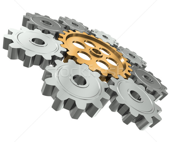Group gears. Symbol leader in team work Stock photo © cherezoff