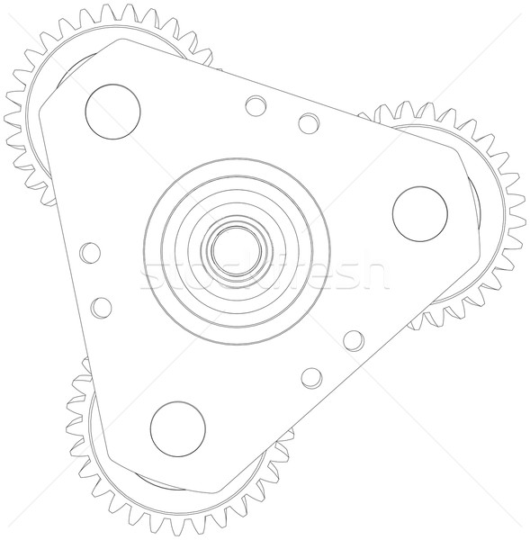 Wire-frame gears. Front view. Vector illustration  Stock photo © cherezoff