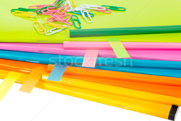 Colorful copybooks with stickers, close up view Stock photo © cherezoff