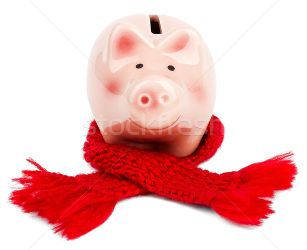 Piggy bank with red scarf Stock photo © cherezoff