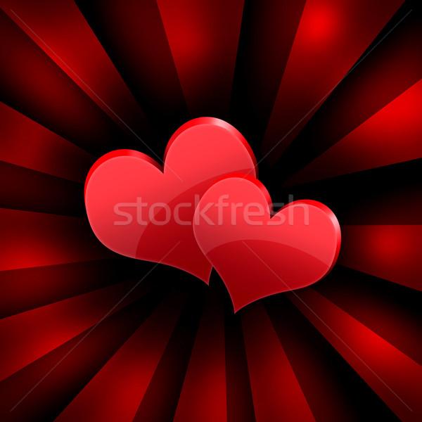 Two red hearts. Abstract background Stock photo © cherezoff