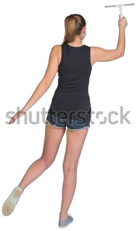 Woman using squeegee. Rear view Stock photo © cherezoff
