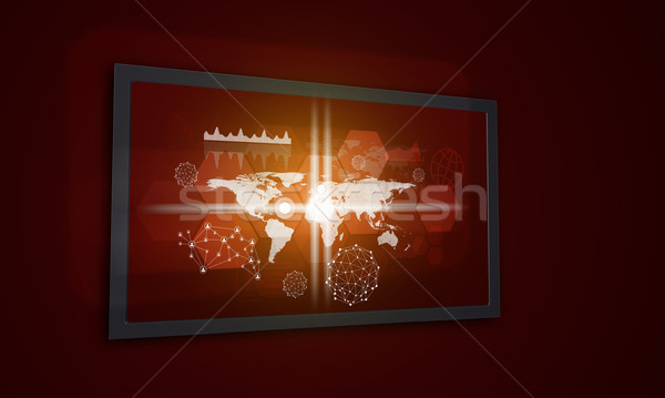 Touchscreen display with world map, graphs and other elements Stock photo © cherezoff