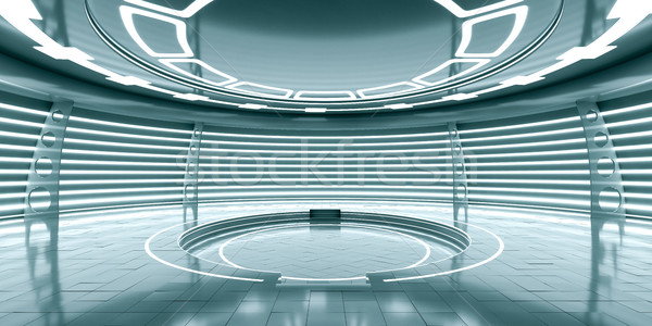 Abstrakten leer glühend futuristisch Raum Station Stock foto © cherezoff