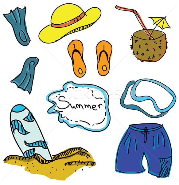 Drawn colored picture with summer stuff Stock photo © cherezoff