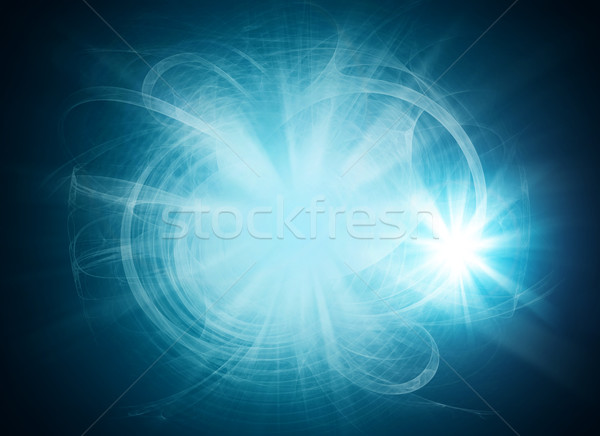 Glühend Dunst abstrakten blau Kurven Lichter Stock foto © cherezoff