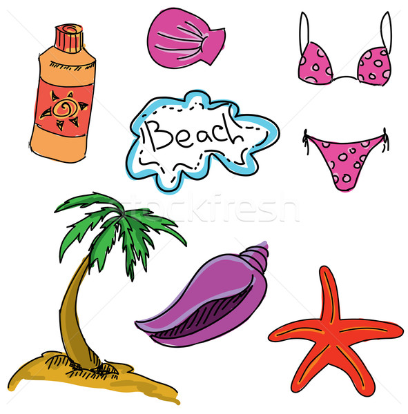 Drawn colored picture with beach Stock photo © cherezoff
