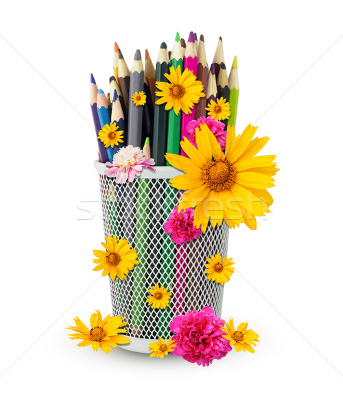 Color pencils in cup Stock photo © cherezoff