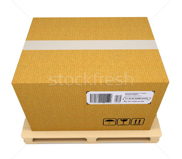 Cardboard container with wooden pallet Stock photo © cherezoff