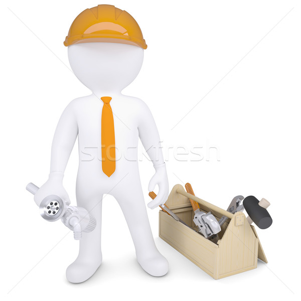 Plumber with tools and siphon Stock photo © cherezoff