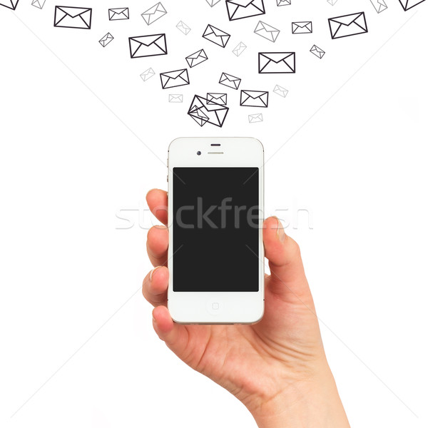 Main smartphone lettres écran électronique [[stock_photo]] © cherezoff