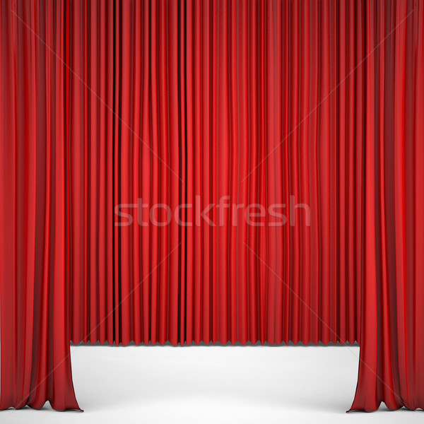Opened red curtain lit Spotlight Stock photo © cherezoff