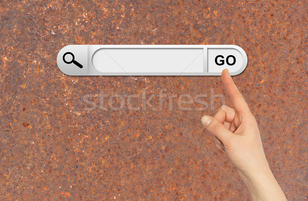 Emberi kéz keresés bár böngésző öreg rozsdás Stock fotó © cherezoff