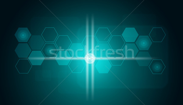 Stock photo: Transparent hexagons and glow circles