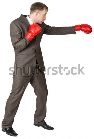 Businessman with boxing gloves defending Stock photo © cherezoff