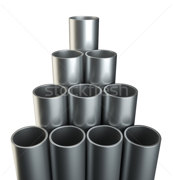Stock photo: Steel metal tubes. Close-up