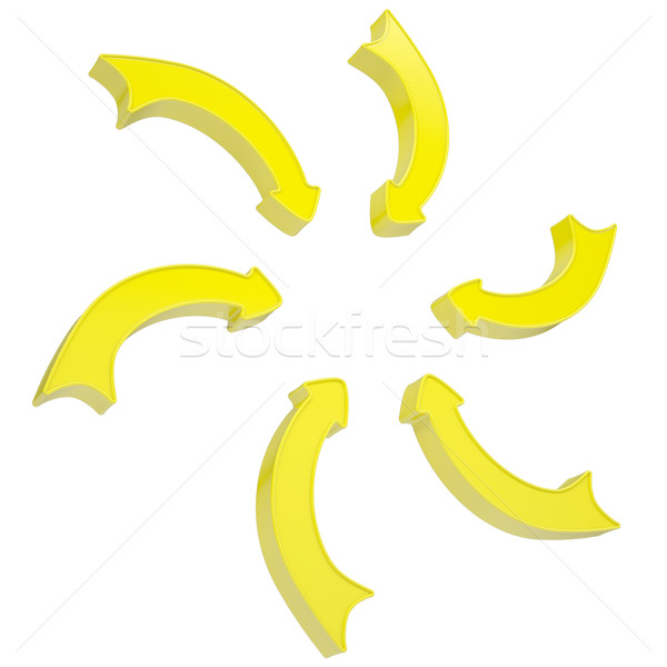 Six yellow arrows in the form of sun rays Stock photo © cherezoff