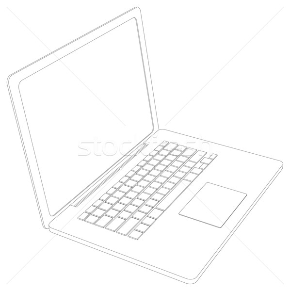 Desenho wireframe abrir laptop perspectiva ver Foto stock © cherezoff
