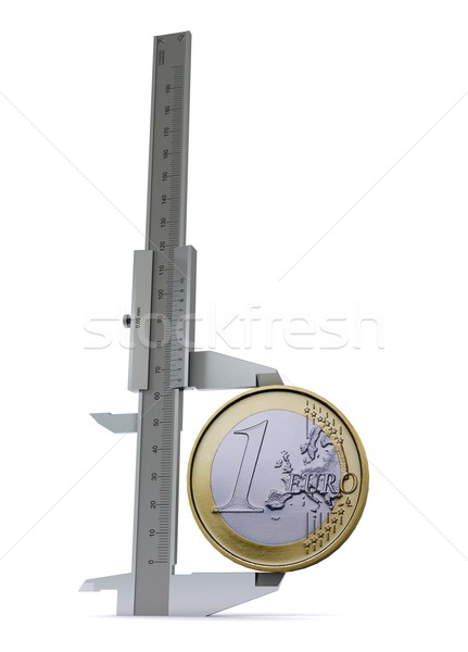 Caliper measures the euro coins. The symbol measures of money Stock photo © cherezoff