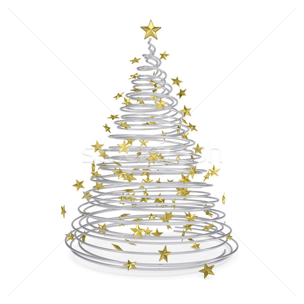 3D クリスマスツリー 金属 金 星 孤立した ストックフォト © cherezoff