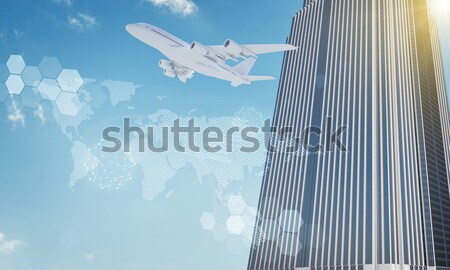 Airplane with network icons Stock photo © cherezoff