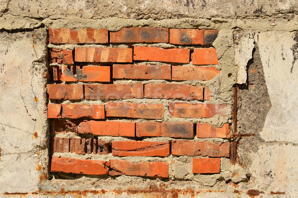 Old, cracked surface of concrete and bricks Stock photo © cherezoff