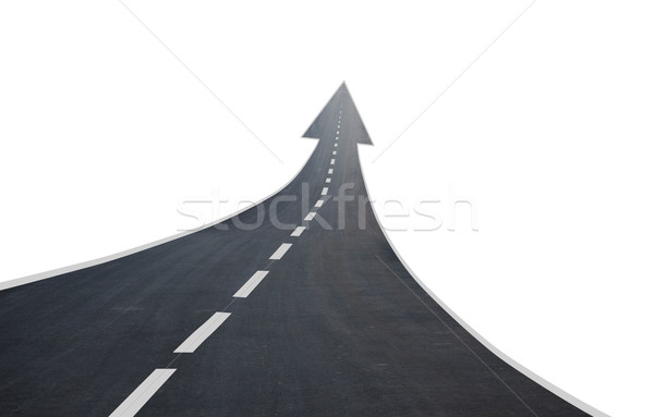 道路 アップ 矢印 孤立した 白 にログイン ストックフォト © cherezoff