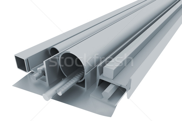 Stock photo: Metal pipes, angles, channels, fixtures and sheet