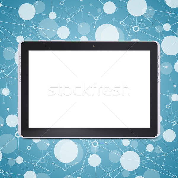 Tablet pc on a background lattice social network Stock photo © cherezoff