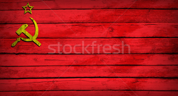 Szovjet szövetség zászló festett fából készült grunge Stock fotó © cherezoff