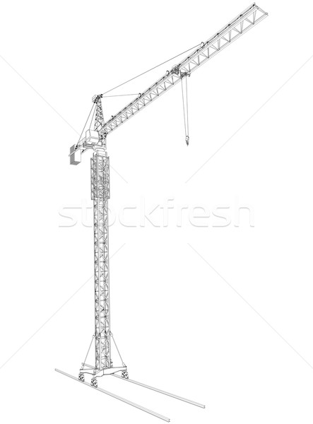 Stock photo: Wire-frame tower crane