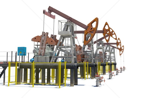 Oil pump-jacks. Isolated Stock photo © cherezoff