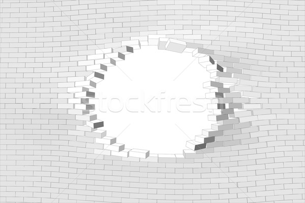 White brick wall with hole Stock photo © cherezoff