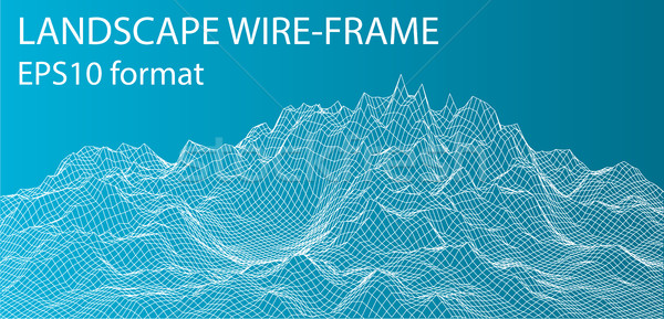 3D wireframe panorama vettore blu gradiente Foto d'archivio © cherezoff