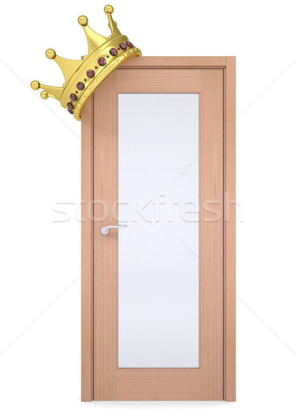 Gold crown on a wooden door Stock photo © cherezoff