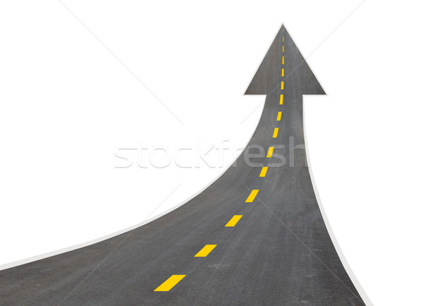 道路 アップ 矢印 黄色 行 孤立した ストックフォト © cherezoff