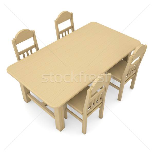 Wooden table and chairs Stock photo © cherezoff