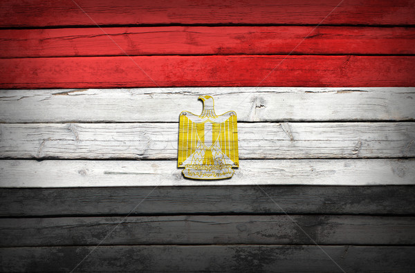 Egyptische vlag geschilderd houten grunge stijl Stockfoto © cherezoff