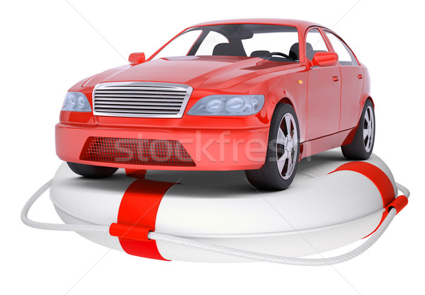 Red car on ring buoy Stock photo © cherezoff