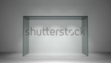 Empty glass showcase for exhibit in gray room Stock photo © cherezoff