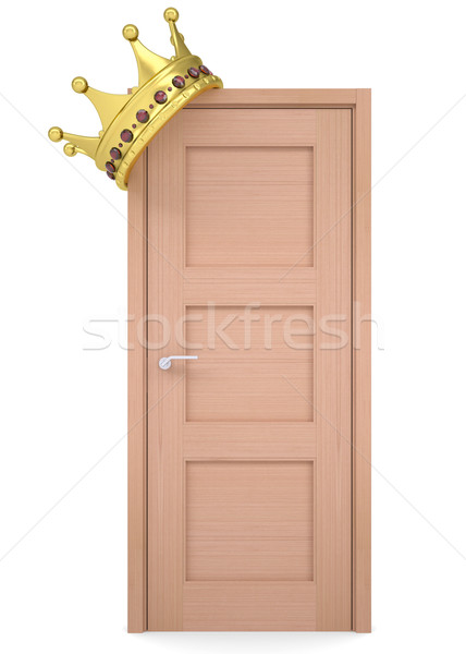 Gold crown on a wooden door Stock photo © cherezoff