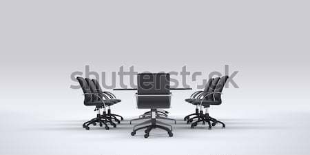 Tablo sekiz ofis sandalye gri işbirliği Stok fotoğraf © cherezoff
