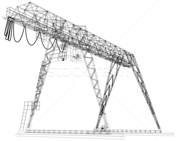 Gantry crane. Wire-frame. Vector rendering of 3d Stock photo © cherezoff
