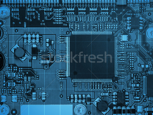 Blau Motherboard abstrakten elektronischen Chip top Stock foto © cherezoff