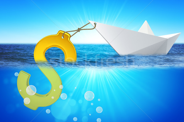 Stock photo: Paper boat with dollar sign